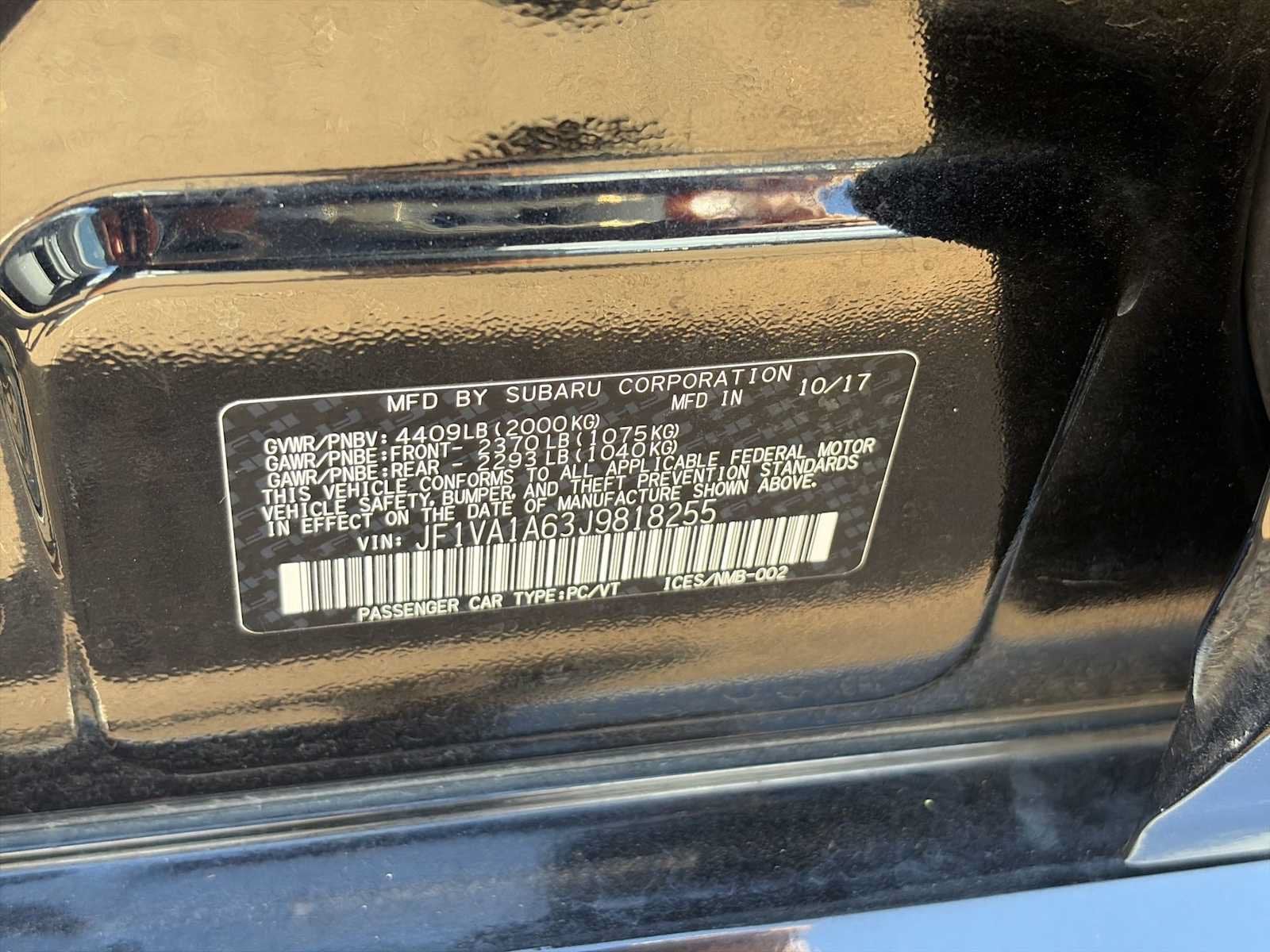 2018 Subaru WRX 30 BLACK