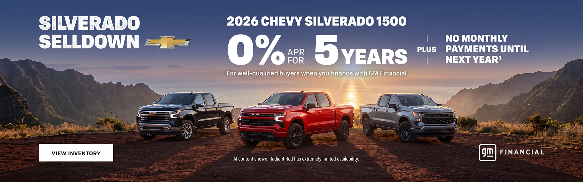 2026 Chevy Silverado 1500. 0% APR for 5 years For well quali