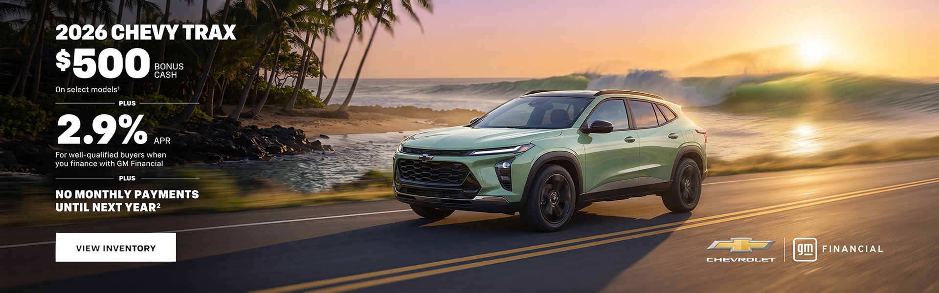2026 Chevy Trax. $500 Bonus Cash on select models PLUS 2.9% 